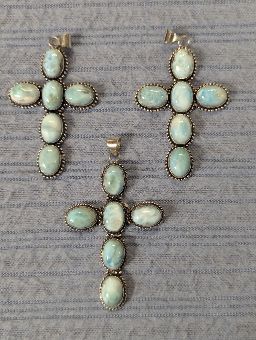 Dominican Republic Larimar Cross Pendant - Choice of One Piece